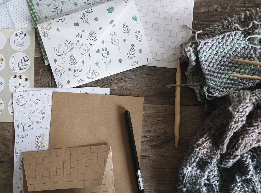 photo of stationary and knitted goods to sell on etsy